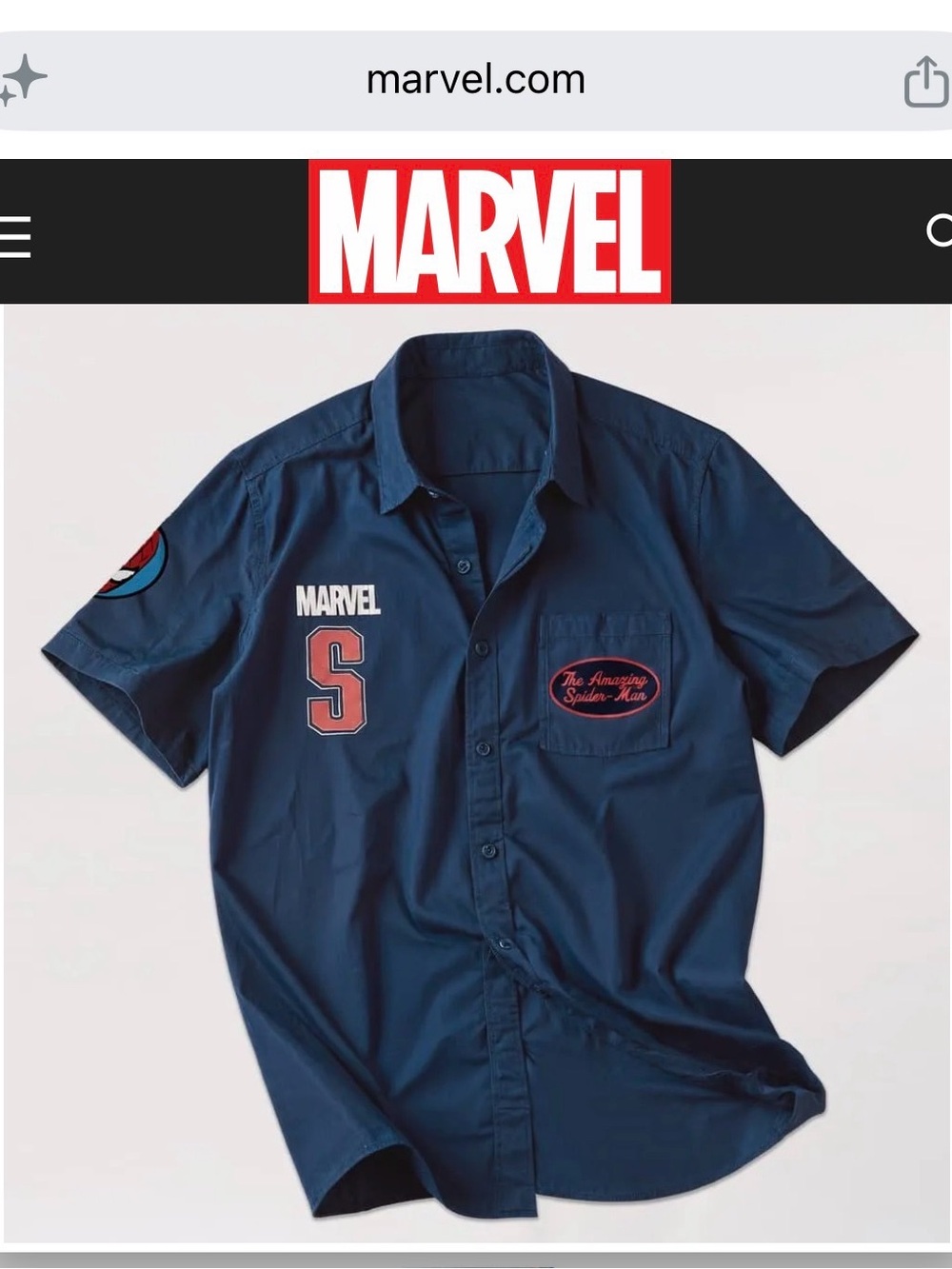 Nwt Marvel official merch Men’s Amazing Worker Spiderman button shirt in size S